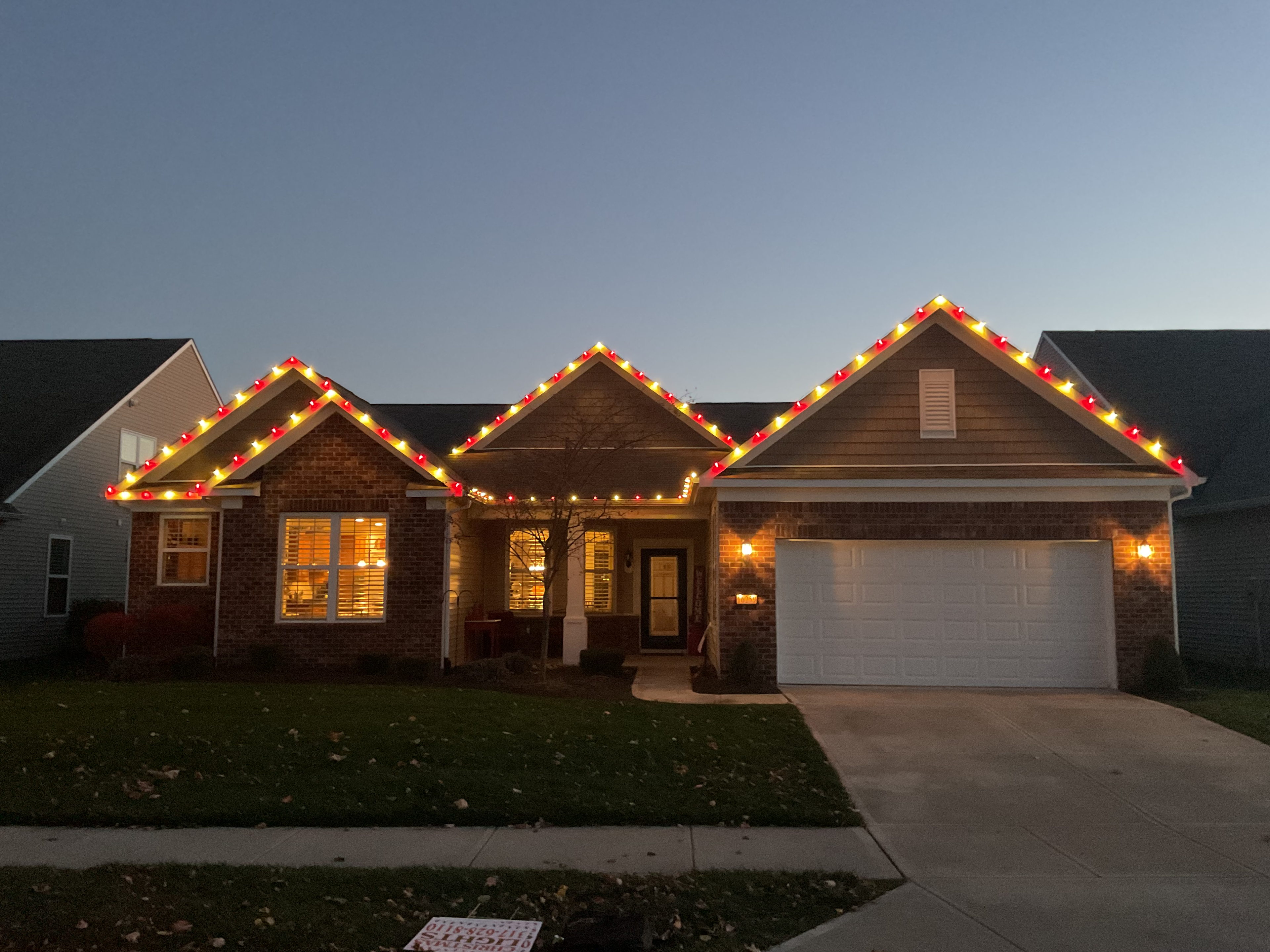 Holiday lights on home exterior
